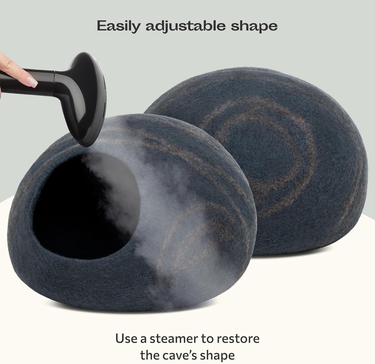 Cat Cave – Premium Felt Cat Bed for Indoor Cats, Handmade Merino Wool (Slate Grey, Large)
