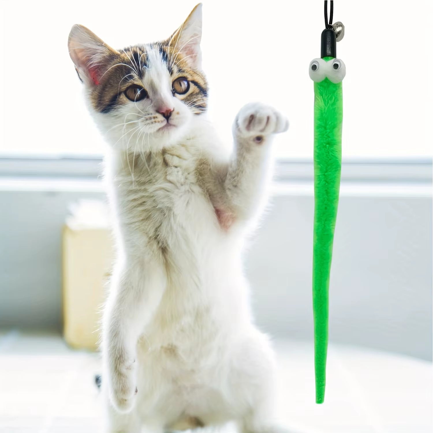 9 PCS Cat Wand Toy Cat Feather Toys Interactive Cat Toys Worm for Indoor Cats