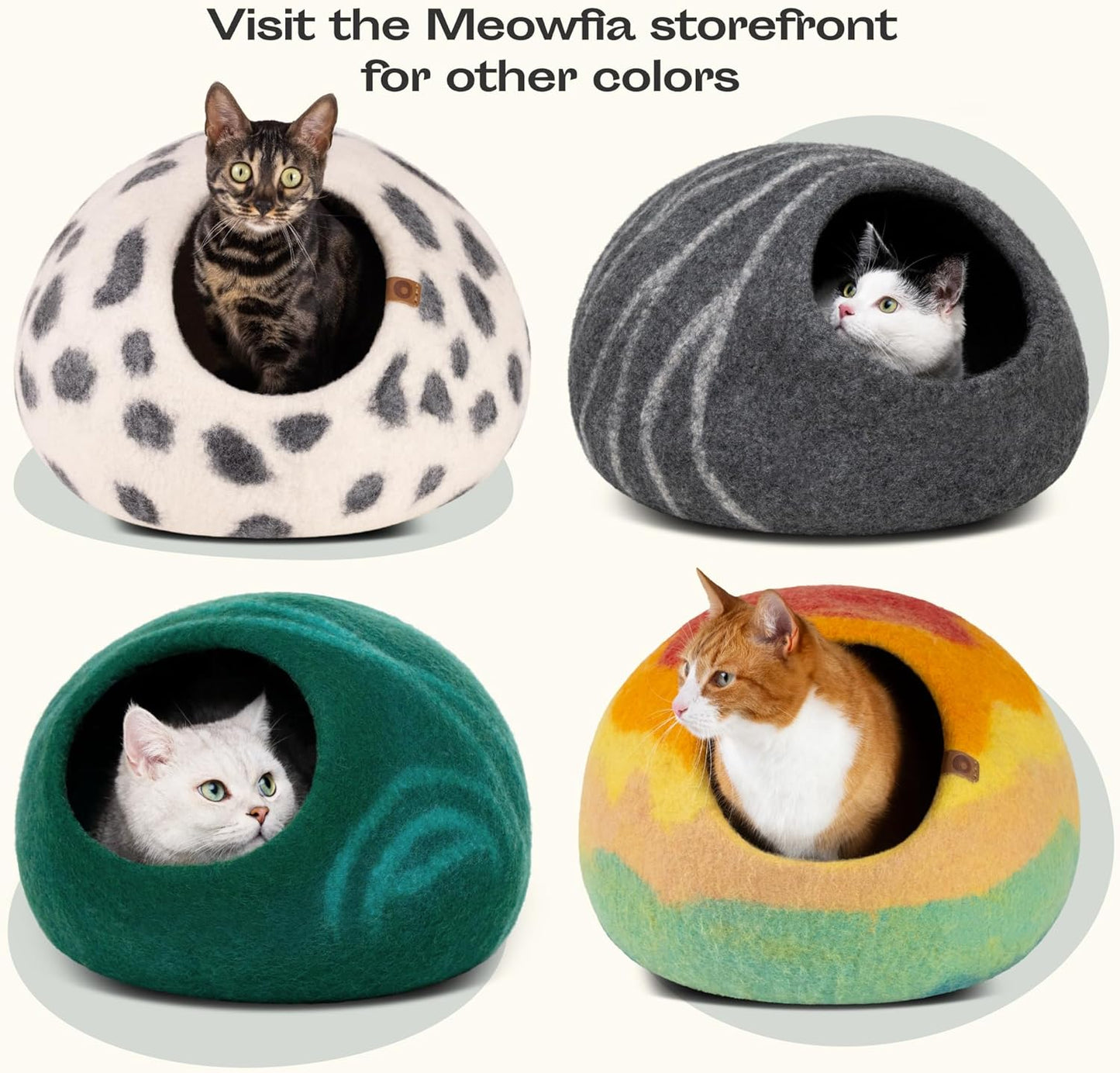 Cat Cave – Premium Felt Cat Bed for Indoor Cats, Handmade Merino Wool (Slate Grey, Large)